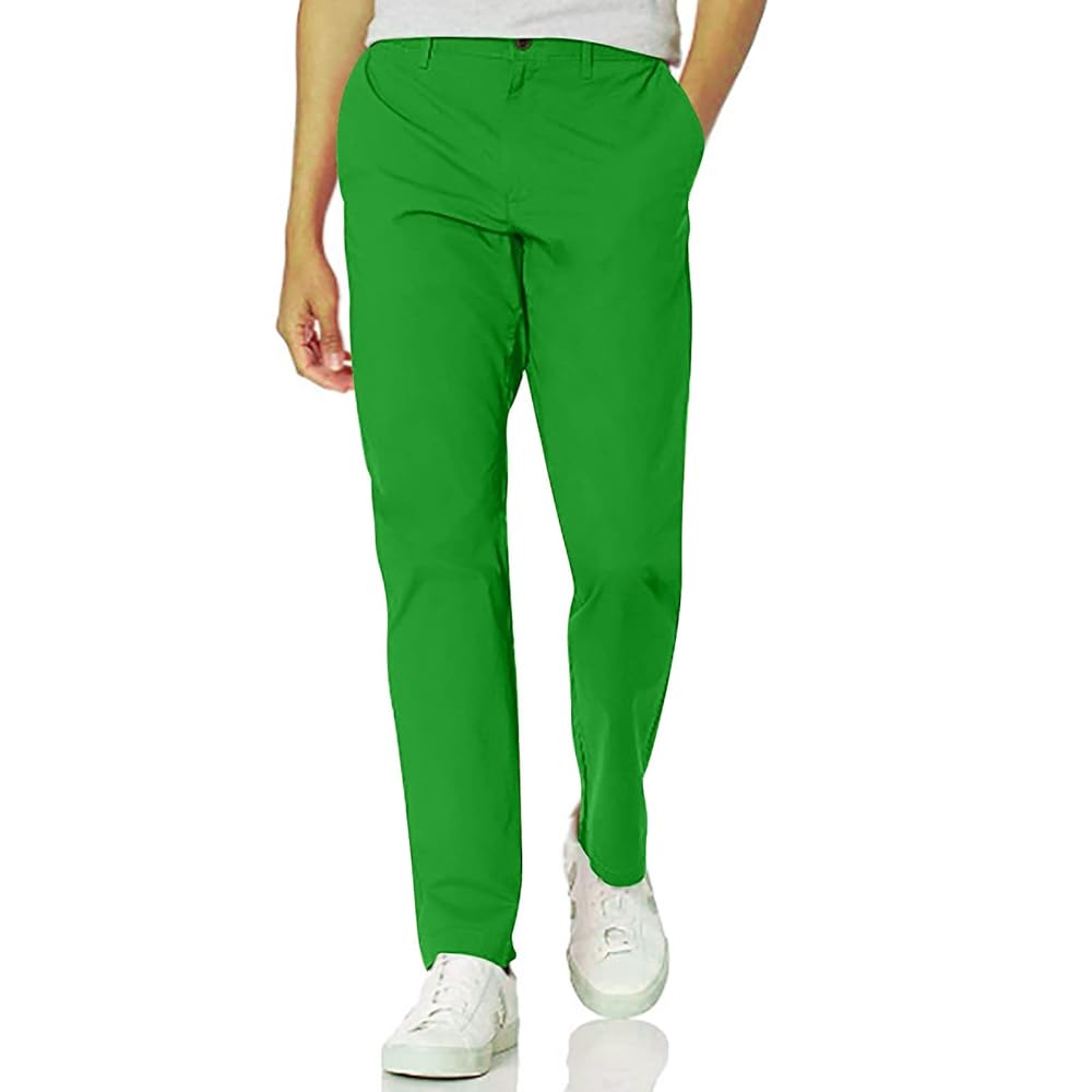 Men Work Business Pants Solid Color Casual Elastic Waist